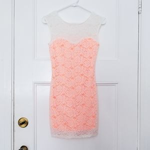 Bright Orange Lace Bodycon Dress